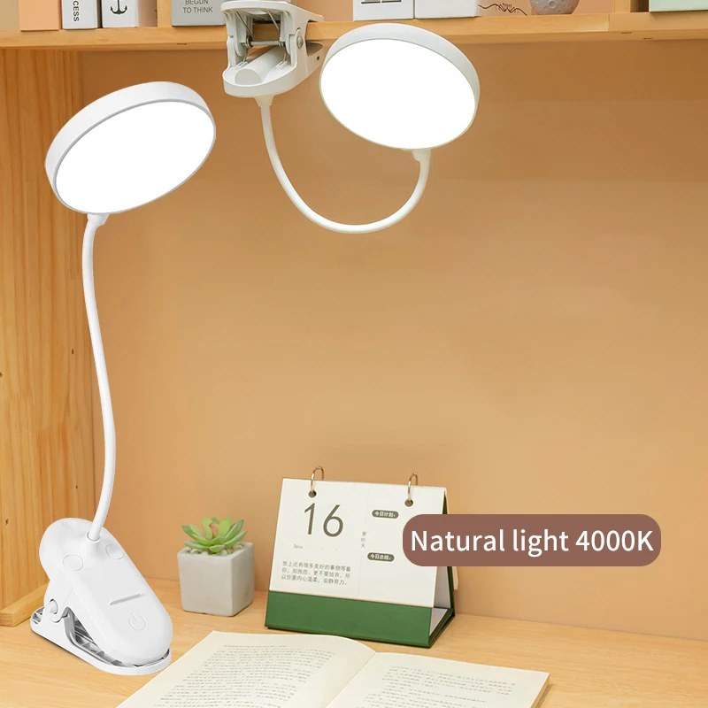 Lámpara de mesa Led, luz nocturna recargable por USB con abrazadera plegable, soporte de estudio, lámpara de lectura táctil, 3 modos de atenuación, luz de protección ocular