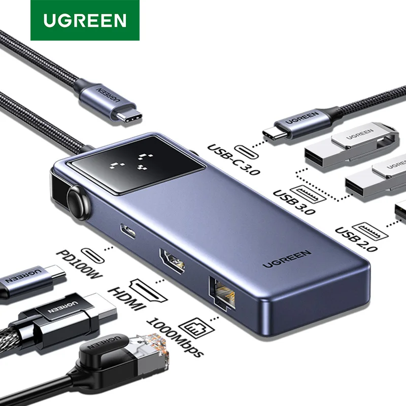 UGREEN Uno 7-в-1 USB-концентратор Type-C до 4K60 Гц HDMI USB3.0 5 Гбит/с RJ45 1000 Мбит/с для MacBook Аксессуары для ноутбуков Док-станция