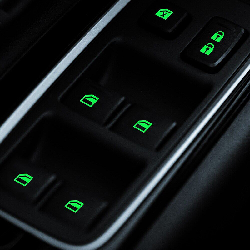 18 ชิ้น/เซ็ต Luminous ภายในรถยนต์สติกเกอร์ Universal Car Windows แผงควบคุมสติ๊กเกอร์ประตูหน้าต่างอัตโนมัติสติกเกอร์ปุ่ม