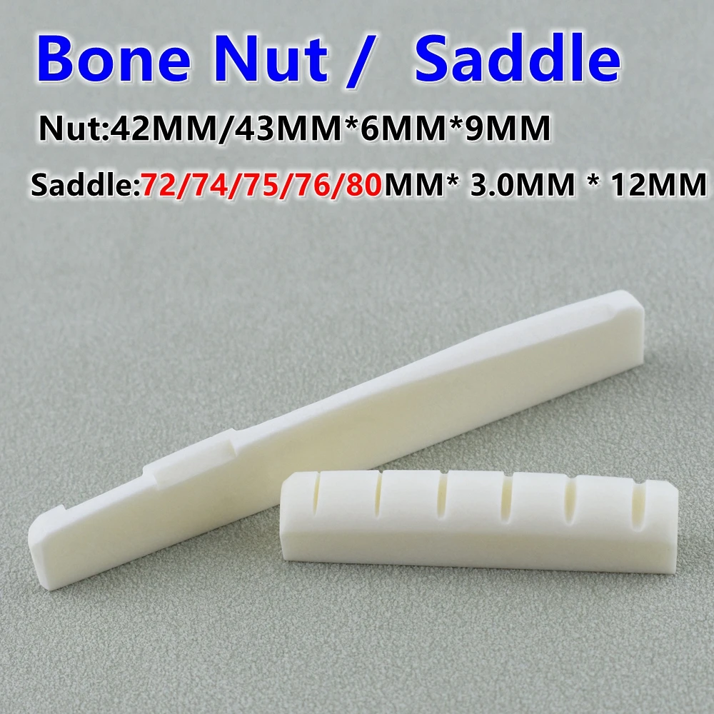 1pc 6 String  Guitar Bone Nut  and Bridge Saddle Made of Real Bone for acoustic/ electric guitar parts and accessories
