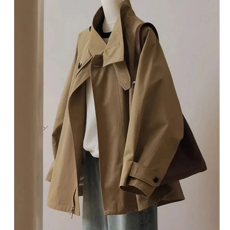 Manteau à col double couche pour femme, veste avec doublure, fouet à la mode, conception pour les abonnés aux documents, automne, nouveau, 2023