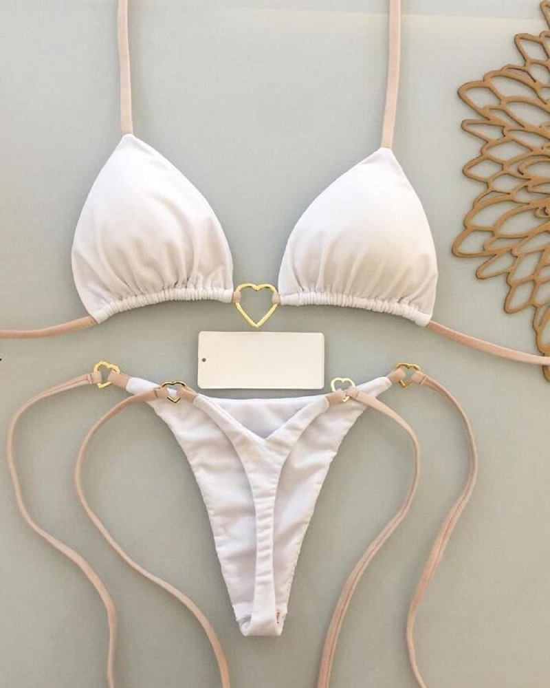 RUOTONSEPT seksowny Halter jednokolorowe bikini zestaw damski strój kąpielowy dwuczęściowy trójkątny stringi stroje kąpielowe strój kąpielowy brazylijski Biquinis