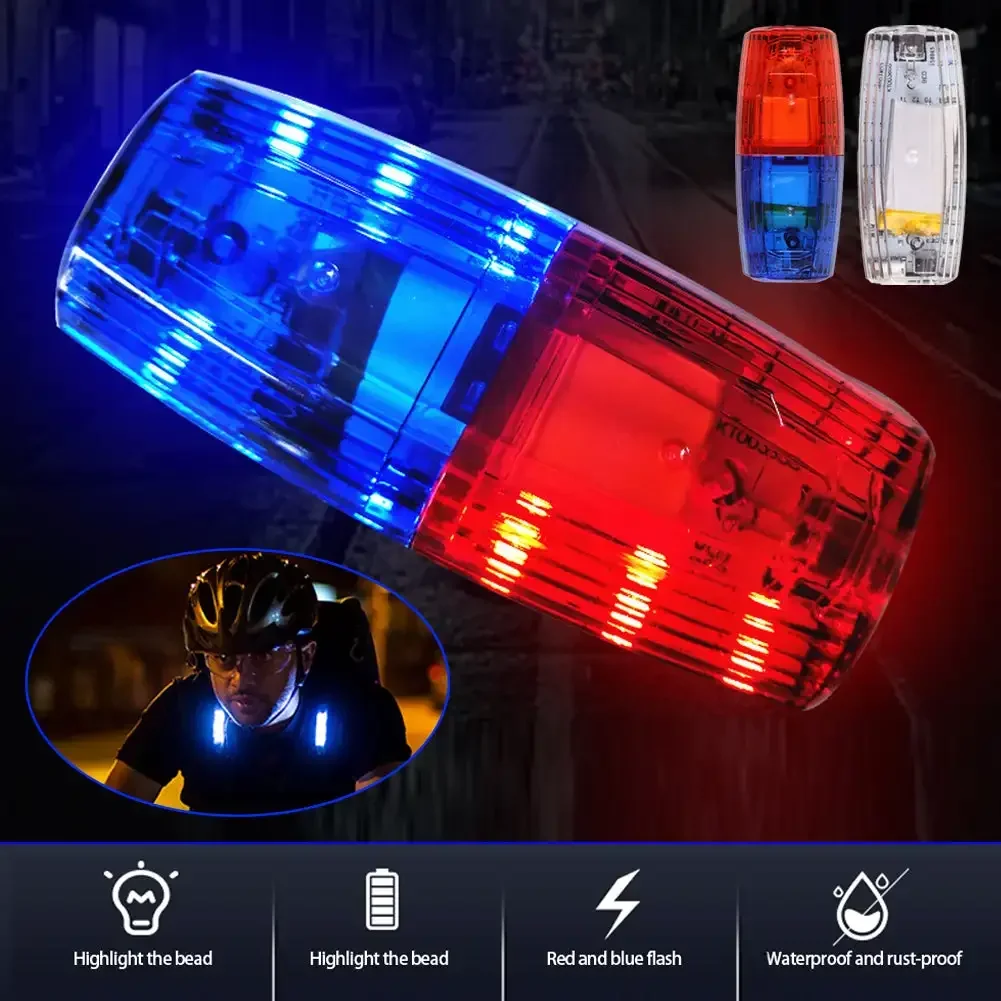 Police Light LED Red Blue Shoulder Lamp Caution Emergency Warning Safety Lights USB Rechargeable with Clip White Lighting Torch