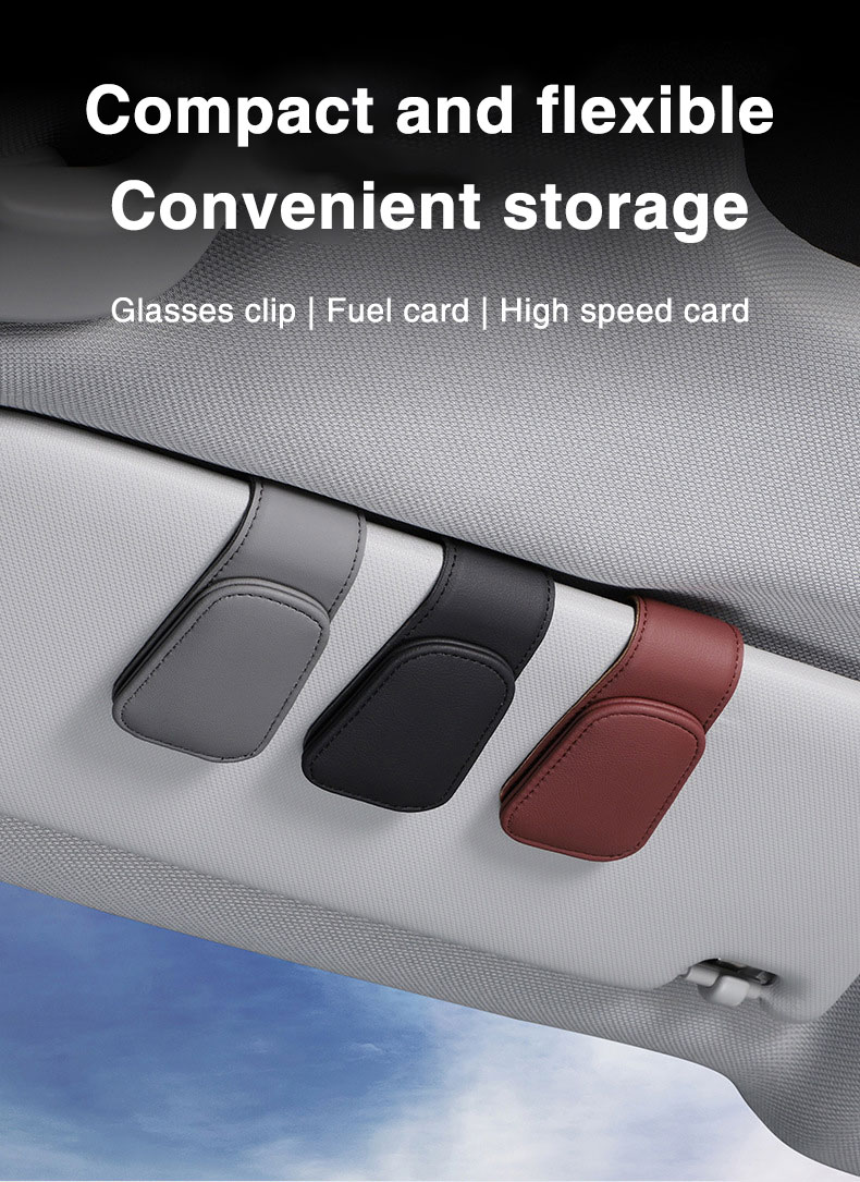 Universele auto auto zonneklep lenzenvloeistof hanger clip lederen bril houder magnetische multifunctionele auto-accessoires opslag