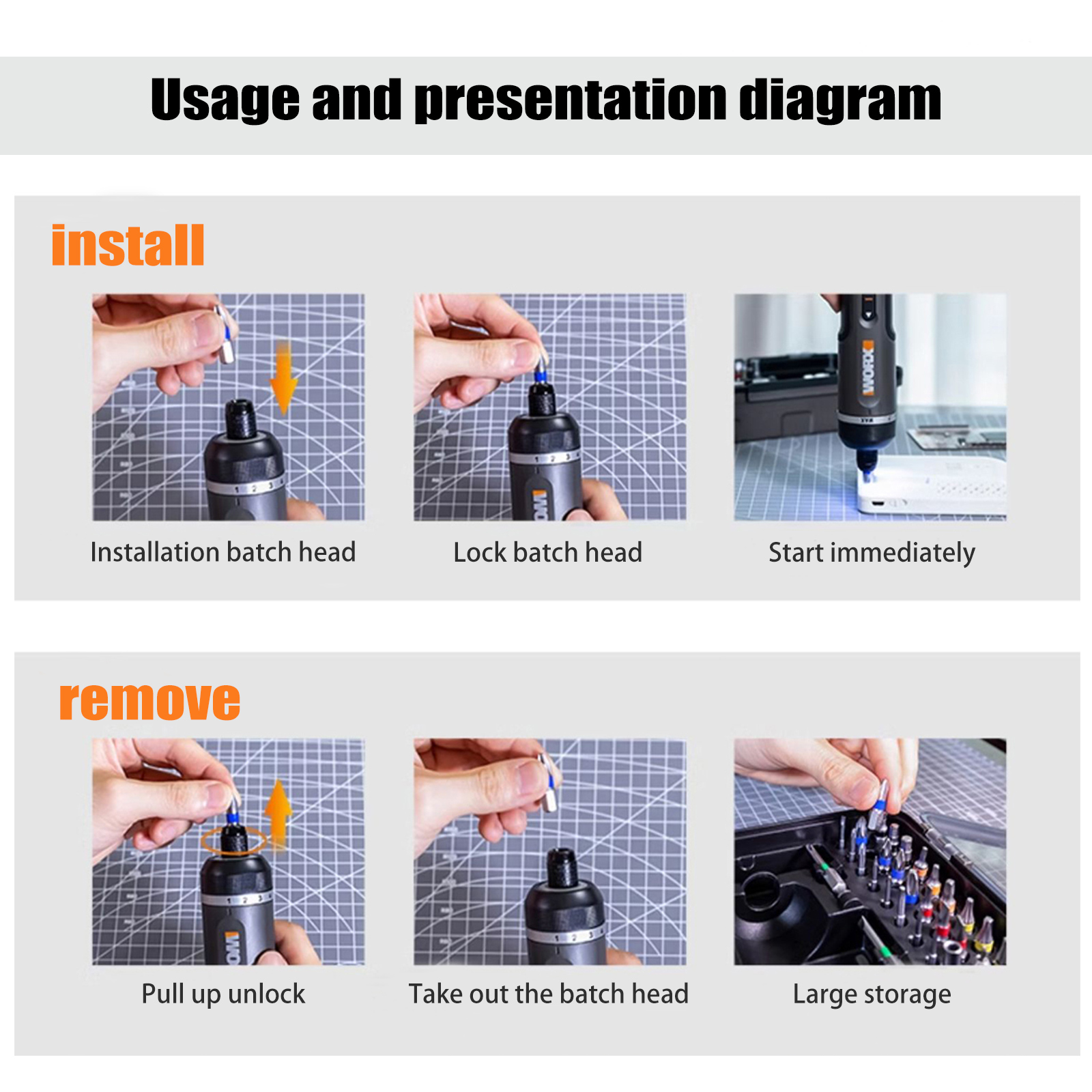 Worx 4V Elektrische Schroevendraaiers Set WX242 Draagbare Smart Draadloze Schroevendraaier Mini Elektrische Boor Thuis Reparatie Power Tool