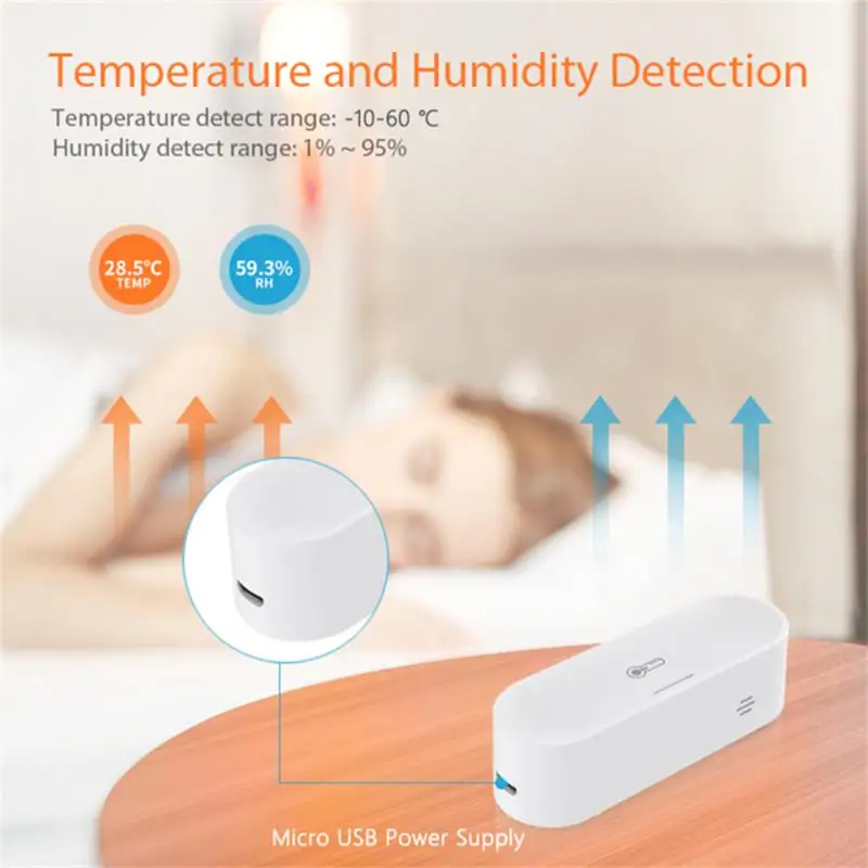 Tuya Homekit Zigbee Sensor inteligente de temperatura y humedad, batería alimentada por USB, aplicación remota, Monitor, Control por voz a través de Alexa y Google