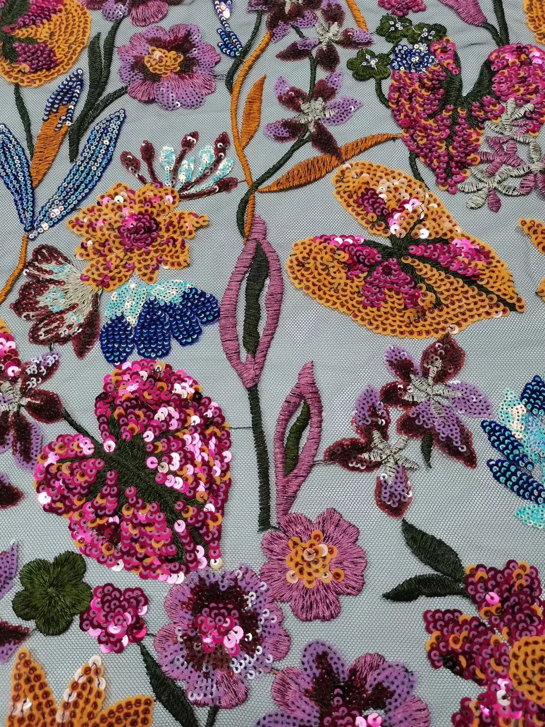 Mais recente clássico qualidade superior elegante bordado pesado lantejoulas tule tecido de renda para vestido de festa de casamento nn655_e