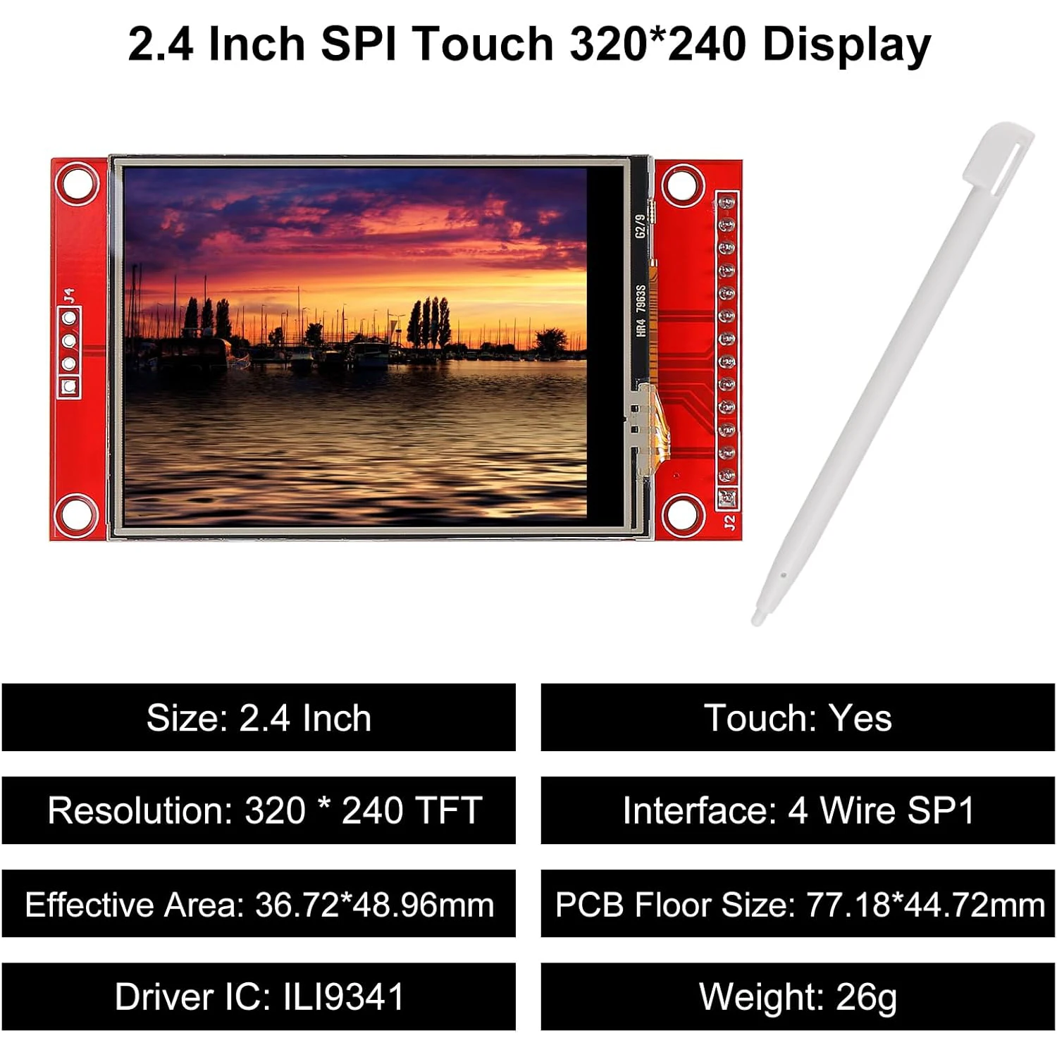 2.4 "spi tft display lcd painel de toque ili9341 240x320 tft lcd escudo da tela toque 5v/3.3v stm32 módulo exibição spi serial