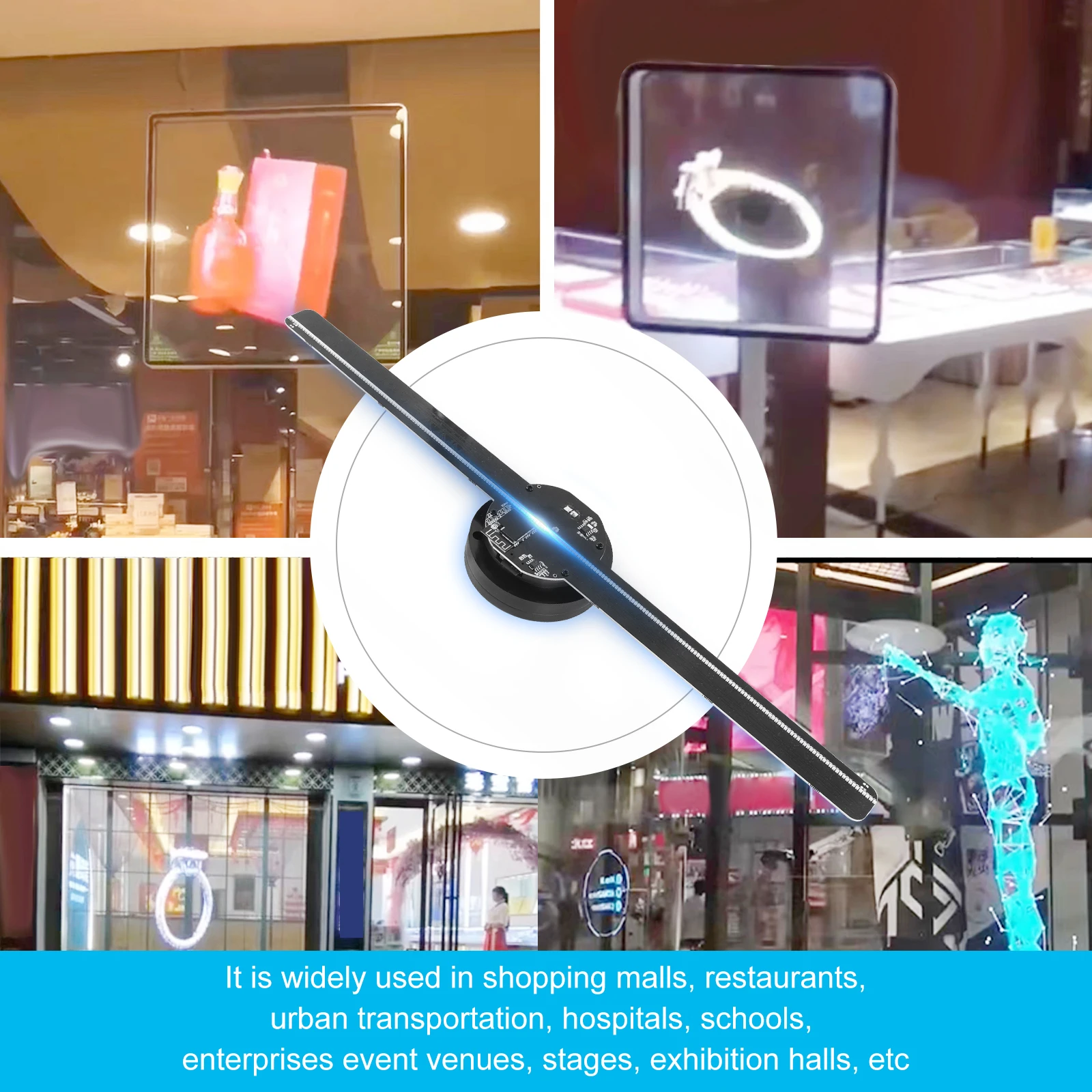 เครื่องฉายโฮโลแกรม224LED 42cm, โคมไฟ WiFi อัปโหลดลูกปัดภาพโฮโลแกรม3D โฆษณา