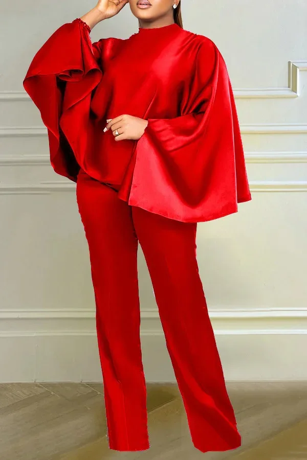 2024 frühling Herbst Elegante Afrika Lange Mantel Hülse O-ansatz Polyester 2-teiliges Top Lange Hose Passenden Sets Dashiki Afrika Kleidung
