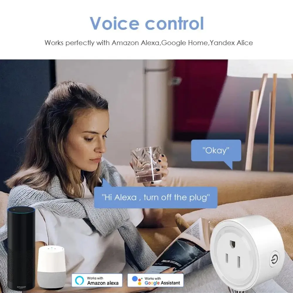 Tuya Smart Wifi Plug US Standardowe bezprzewodowe gniazdko 10A Zdalne sterowanie Inteligentne urządzenia domowe współpracują z Alexa Google Home