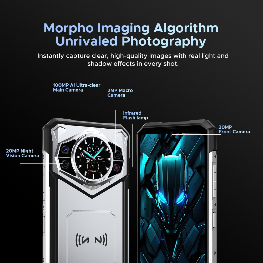 Doogee s200 5g telefone robusto 6.72 "120hz display 12gb ram 256gb rom 100mp ai câmera principal 10100mah android 14 nfc