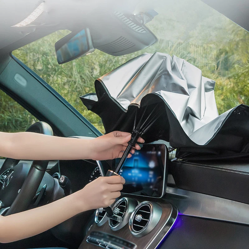 Nuovo parasole per auto Ombrello Protezione parasole Parasole anteriore Estate Sole Interni Parabrezza Protezione Accessori Ombreggiatura automatica