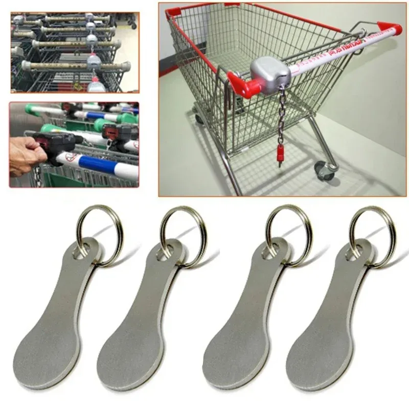 1/2 pezzi gettoni carrello della spesa in metallo gettone portachiavi portachiavi decorativo multiuso shopping portatile per la casa all'aperto