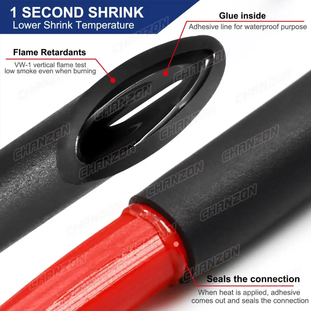 1.22m 2.5m 4:1 4 - 52mm tubo termo retrátil com cola adesivo de parede dupla forrado fio à prova dwaterproof água grau marinho aquecido envoltório retrátil
