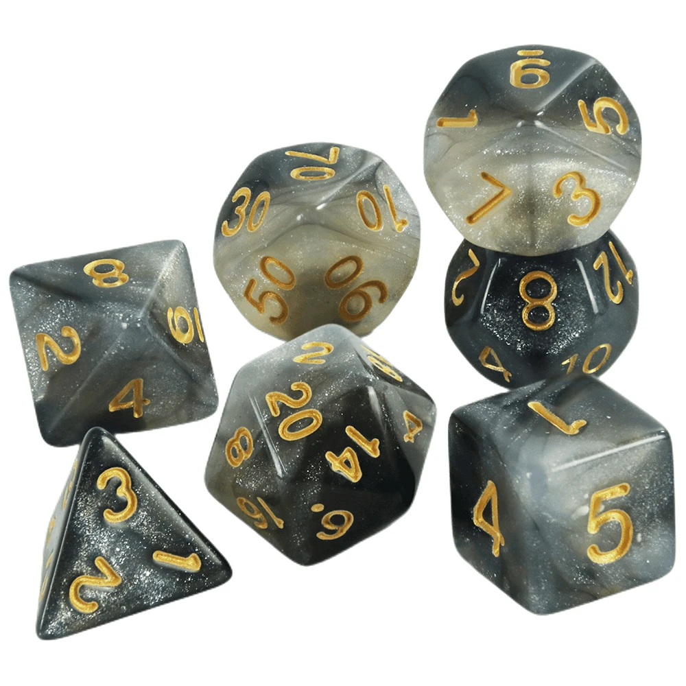 Polyhedrale dobbelstenen set 7-delige dobbelstenen met Galaxy-thema voor DND RPG-bordspelaccessoires