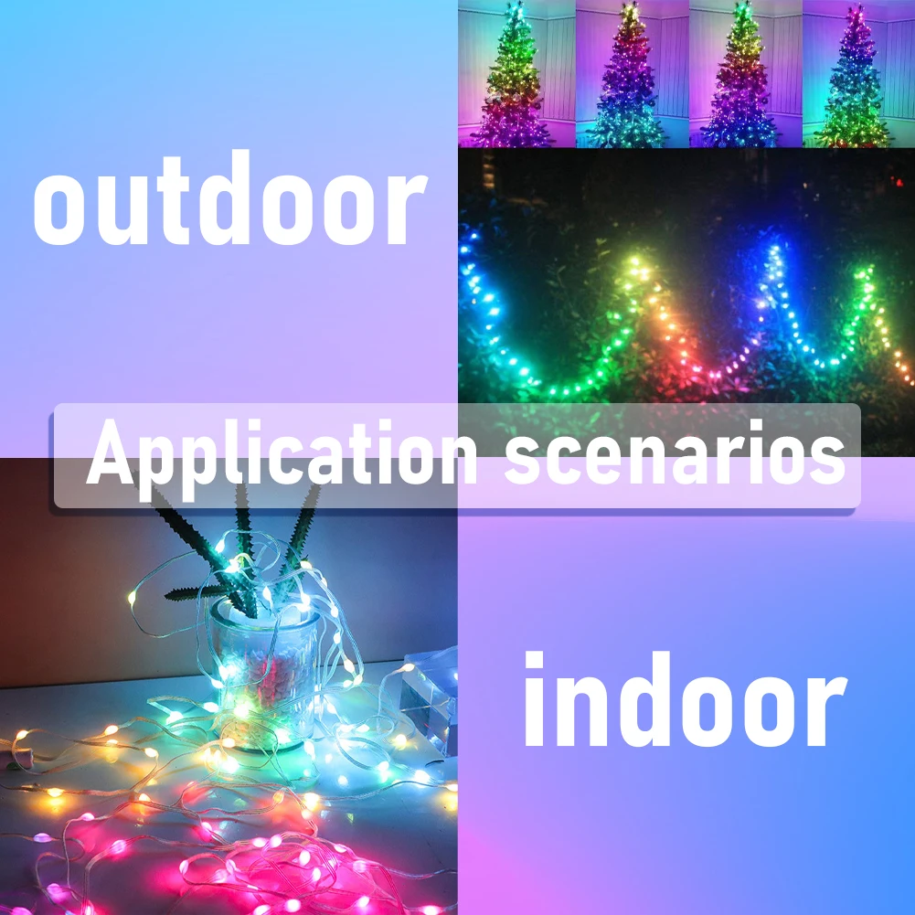 Luces Led de hadas de 5m, 10m, 20m, USB, Color de sueño, guirnalda de luces inteligente, controlador remoto por aplicación para habitación, boda, decoración de árbol de Navidad