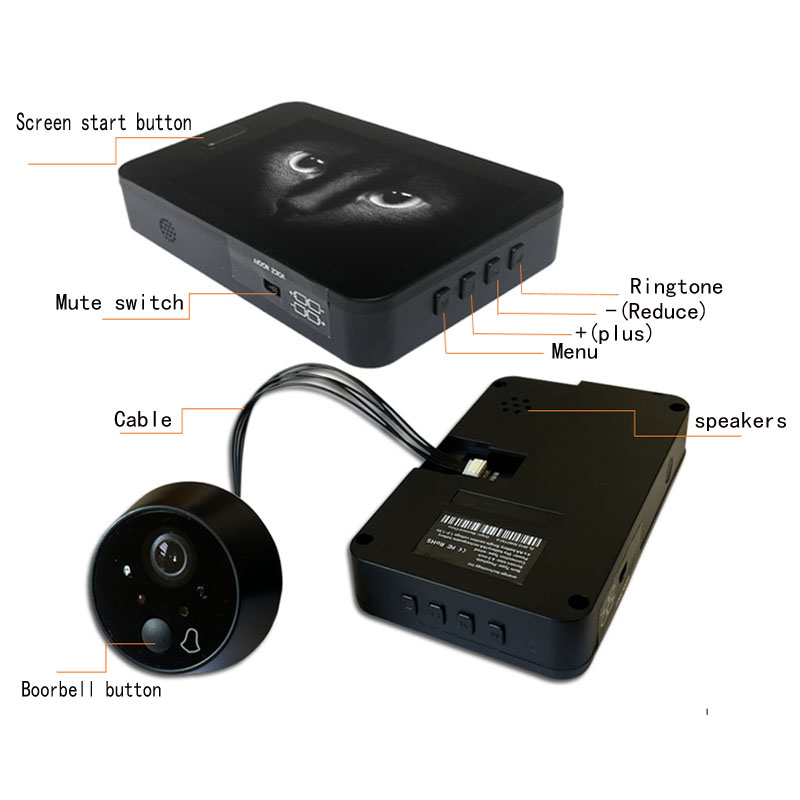 4.3 inch Video peephole Digital Door Camera Doorbell IR Night Vision 170 Degree Angle Peephole Camera Monitor Visual Doorbell