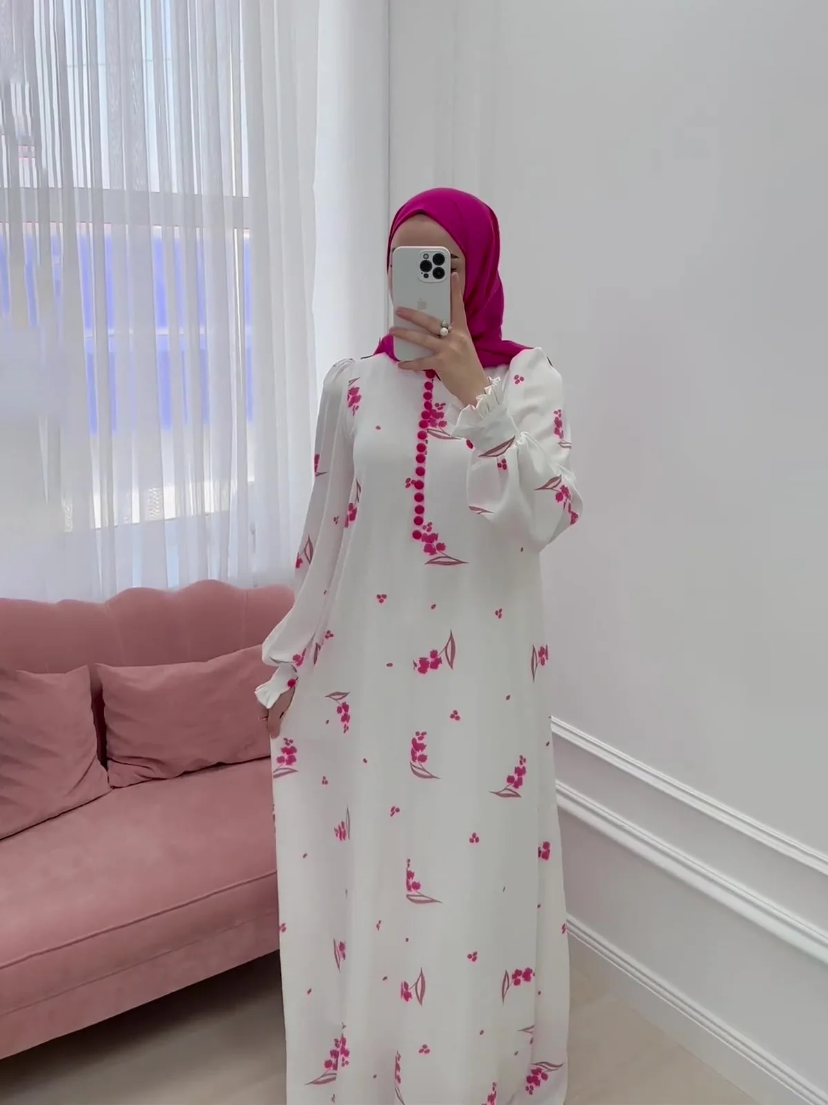 Vestido de fiesta musulmán Eid para mujer, Vestidos largos con estampado dulce, Vestidos largos con botones de Ramadán, Marruecos, Dubai, Turquía, Jalabiya 2024