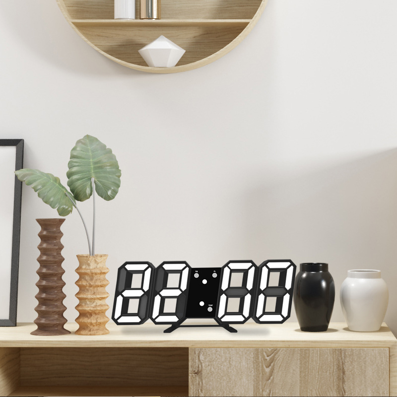 3D LED Digital Alarm Clock Wall Clock, Desk Alarm Clock,Time/Date/Temperature for Home/ Kitchen/Office