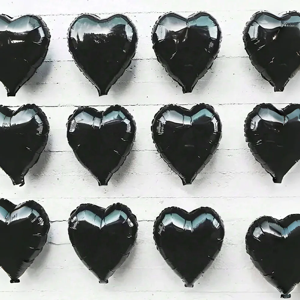 10pcs Love Balloon 18in Birthday Balloons Black Love Heart Balloon Suitable for party decoration, birthdays, weddings, engagemen