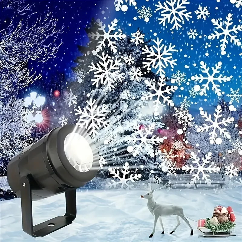 Projektor śnieżynki zasilany przez USB, biały wzór śniegu, obrotowa lampa sceniczna LED na imprezy świąteczne, dekoracje bożonarodzeniowe, prezent na Nowy Rok