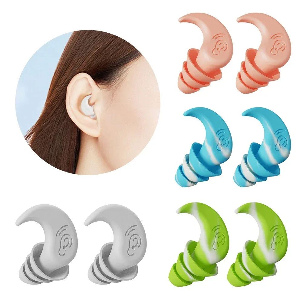 Tapones para los oídos de silicona antiruido, impermeables, para dormir, bucear, Surf, suave, cómodo, natación, Protector para los oídos