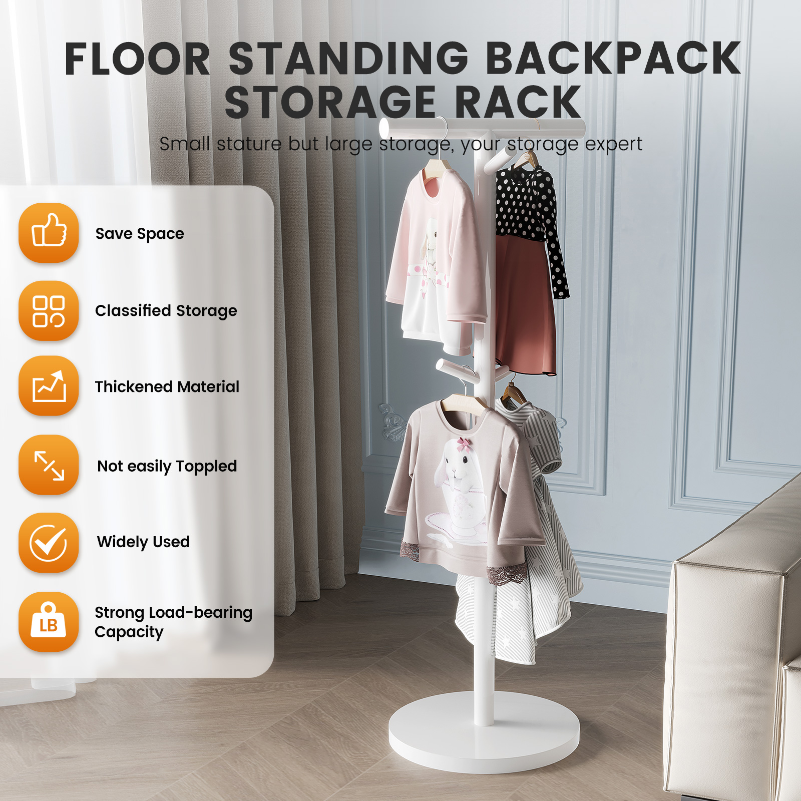 Floor-Standing Schoolbag Hanger, Bedroom Coat and Hat Rack, Kidsren's Backpack Rack, Desk Hook, Tableside Bedside Bag Placement Artifact