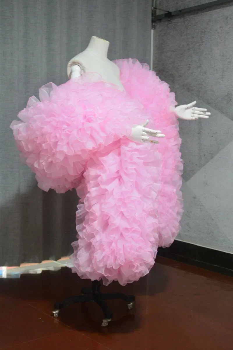 Capa de organza esponjosa con volantes para discoteca, chal, envolturas, tippet, capa de ópera, accesorio de boda, color personalizado