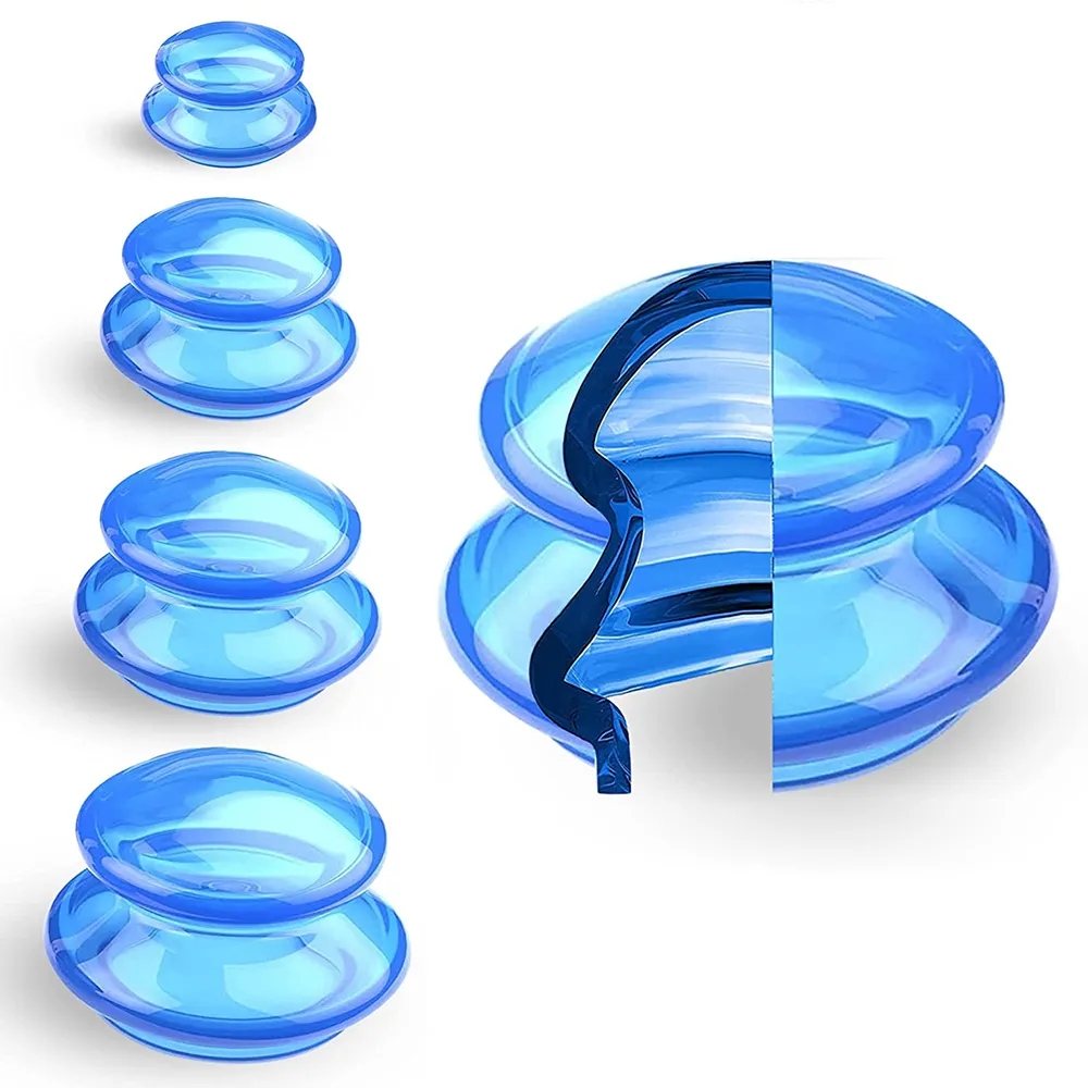 Silicone vácuo cupping conjunto massagem corpo copos volta gua sha ventosas ventosa anti-celulite pele elevador frascos de fisioterapia