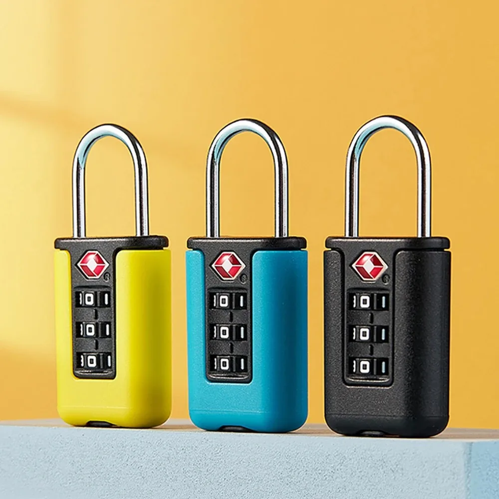 Trava de código alfandegário tsa para bagagem de viagem, senha mutável, cadeado preto com design de contraste, cadeado com combinação de 3 dígitos