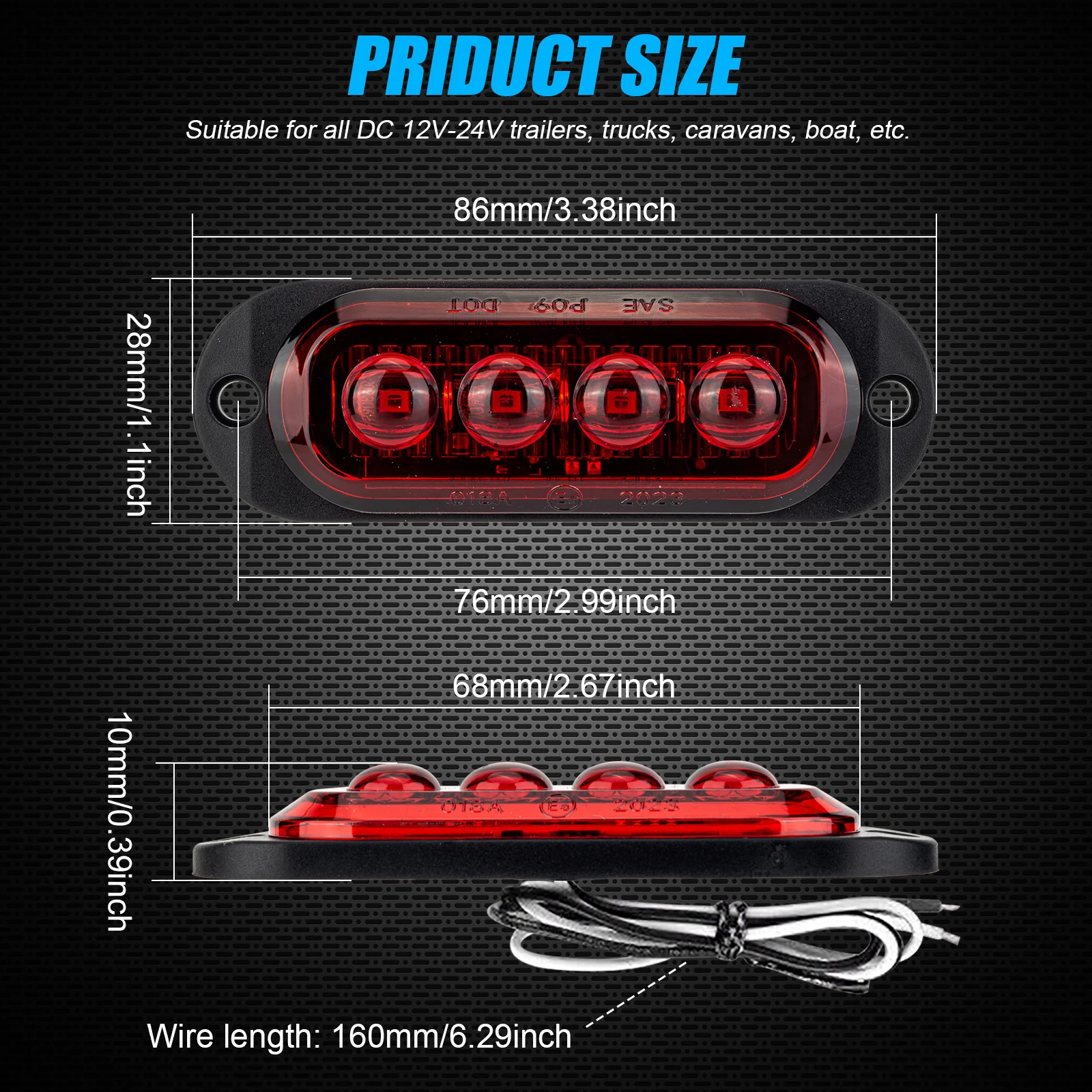 4 個トラック照明 LED トレーラーライトレンズサイドランプマーカーライトテールライト LED 12 V/24 V トレーラーアクセサリー警告ランプ
