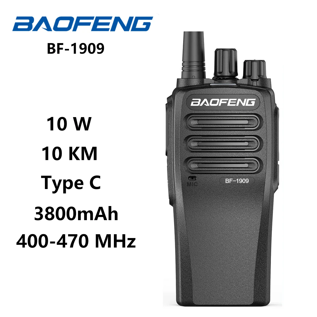 BaoFeng BF-1909 10-Watt 3800 mAh UHF 400–470 MHz Walkie-Talkie, tragbares Zwei-Wege-Walkie mit großer Reichweite