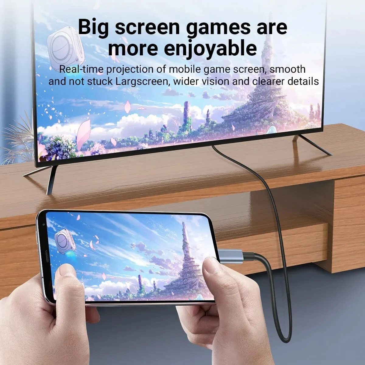 Câble de Conversion vidéo HD 4K 60Hz, Typec vers Hdmi, même écran, TV, ordinateur, câble de Projection d'écran tressé de 2 mètres