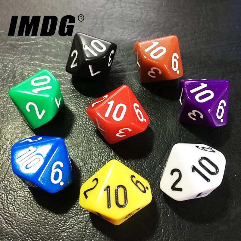 10 Cái/gói D10 Xúc Xắc (1-10) Acrylic DND Trò Chơi Xúc Xắc Chất Lượng Cao Boutique Nhiều Màu Sắc Chắc Chắn Xúc Xắc