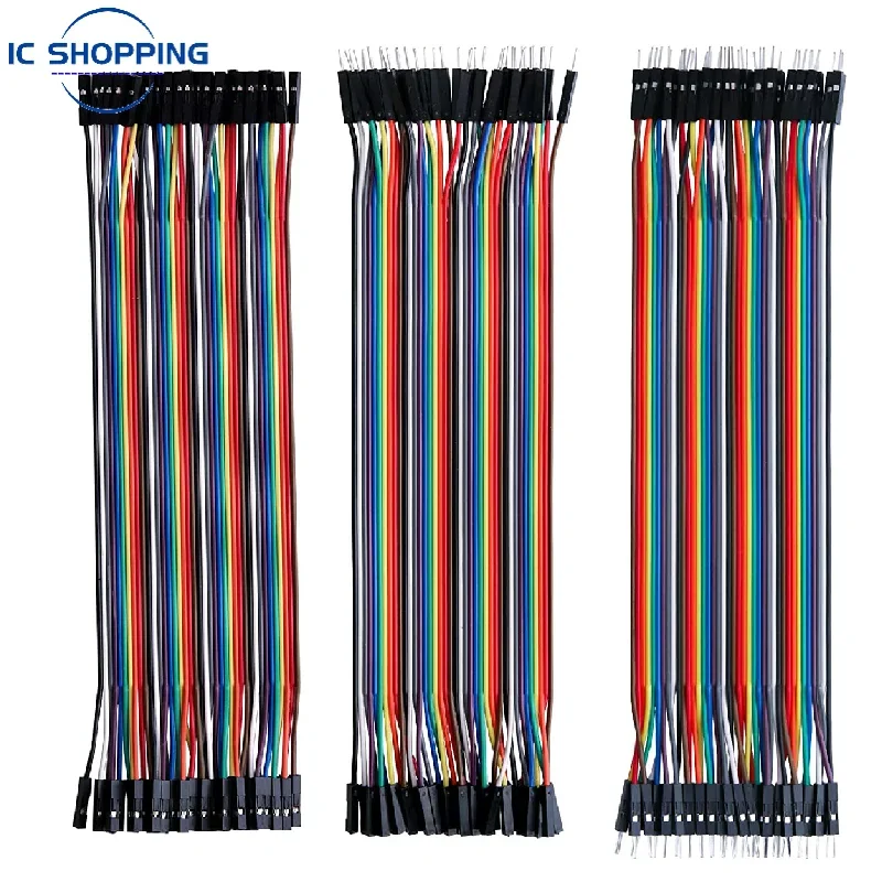 Cable de puente DuPont Line, Cable de Conexión macho a macho + hembra a hembra y macho a hembra para Arduino, KIT de bricolaje, 40 piezas
