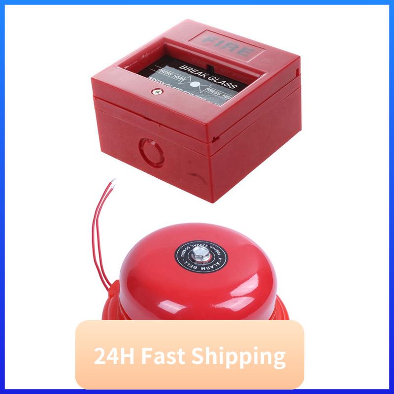 T30C New AC 250V/12V DC 12V Resettable Manual Call Point Fire Alarm Pull Station & AC 220V 100Mm Schools Fire Alarm