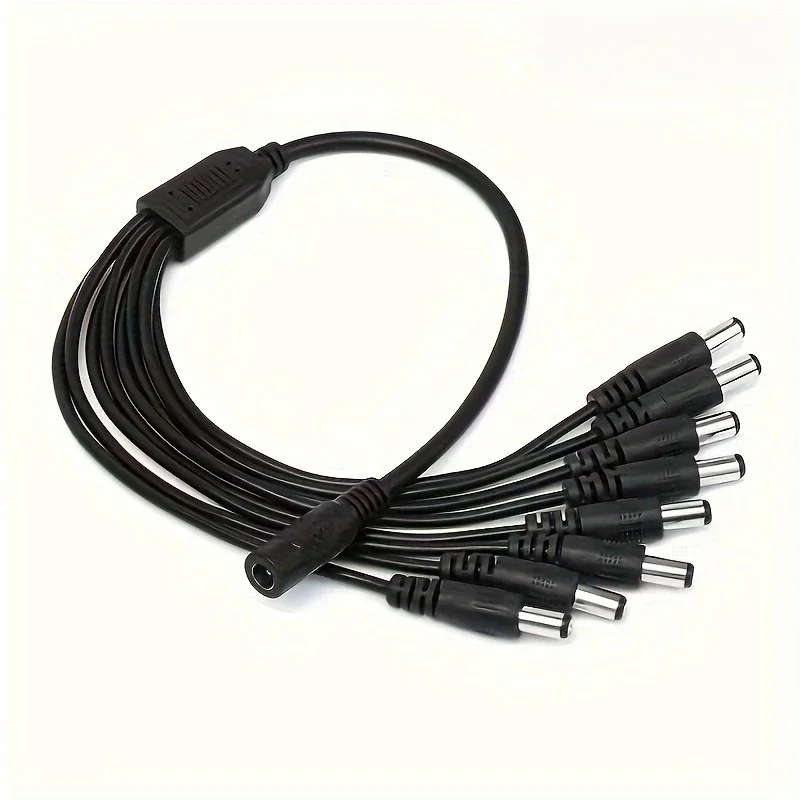 Cabo divisor de alimentação DC 1 fêmea para 2/4/8 macho adaptador em forma de Y com saída de 12V conector de 5,5 mm x 2,1 mm para câmeras