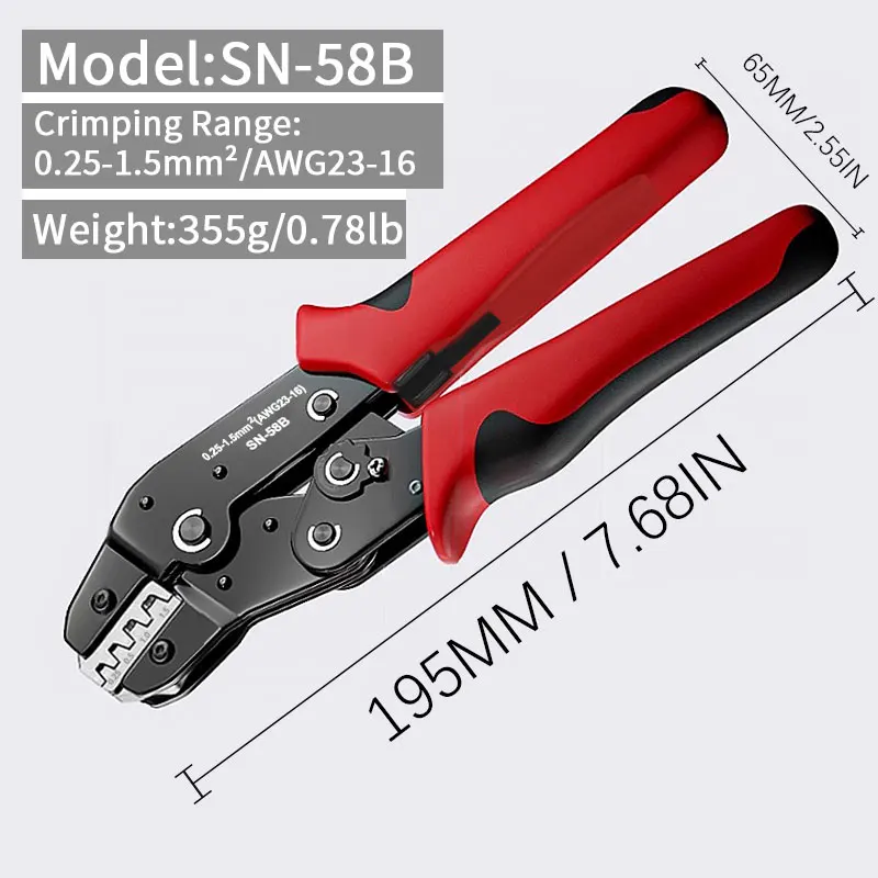 Ratcheting Crimping Tool Set For Dupont JST MOLEX Open Barrel,Dupont Molex JST TE Terminals & EPC PCIE SATA Pins SN-58B