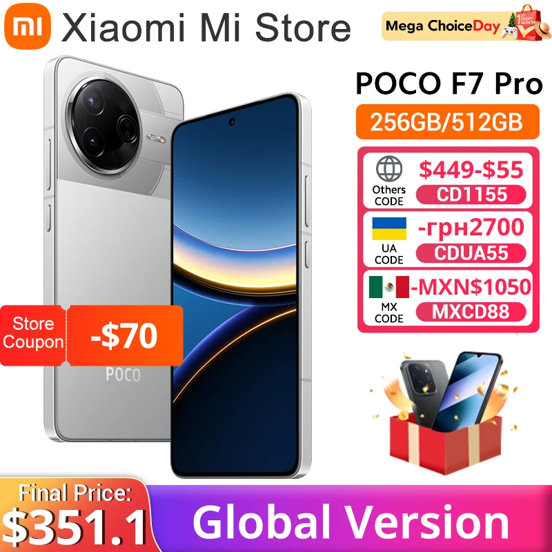 【Marca +】Versión global POCO F7 Pro 5G Snapdragon 8 Gen 3 Cámara principal de 50MP 6,67 "WQHD+ Flujo AMOLED DotDisplay 90W HyperCharge