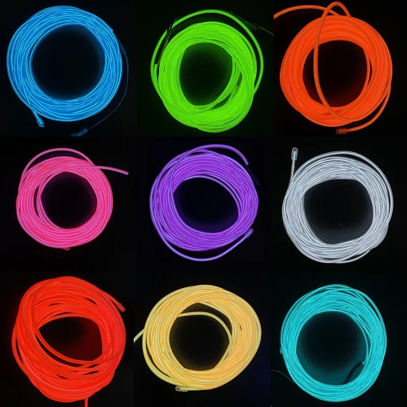 Linh Hoạt Đèn Neon 1M/3M/5M Dây EL Led Neon Vũ Đảng Bầu Không Khí Trang Trí Đèn ropeTube Chống Nước Nhiều Màu Dây Đèn Led 3V