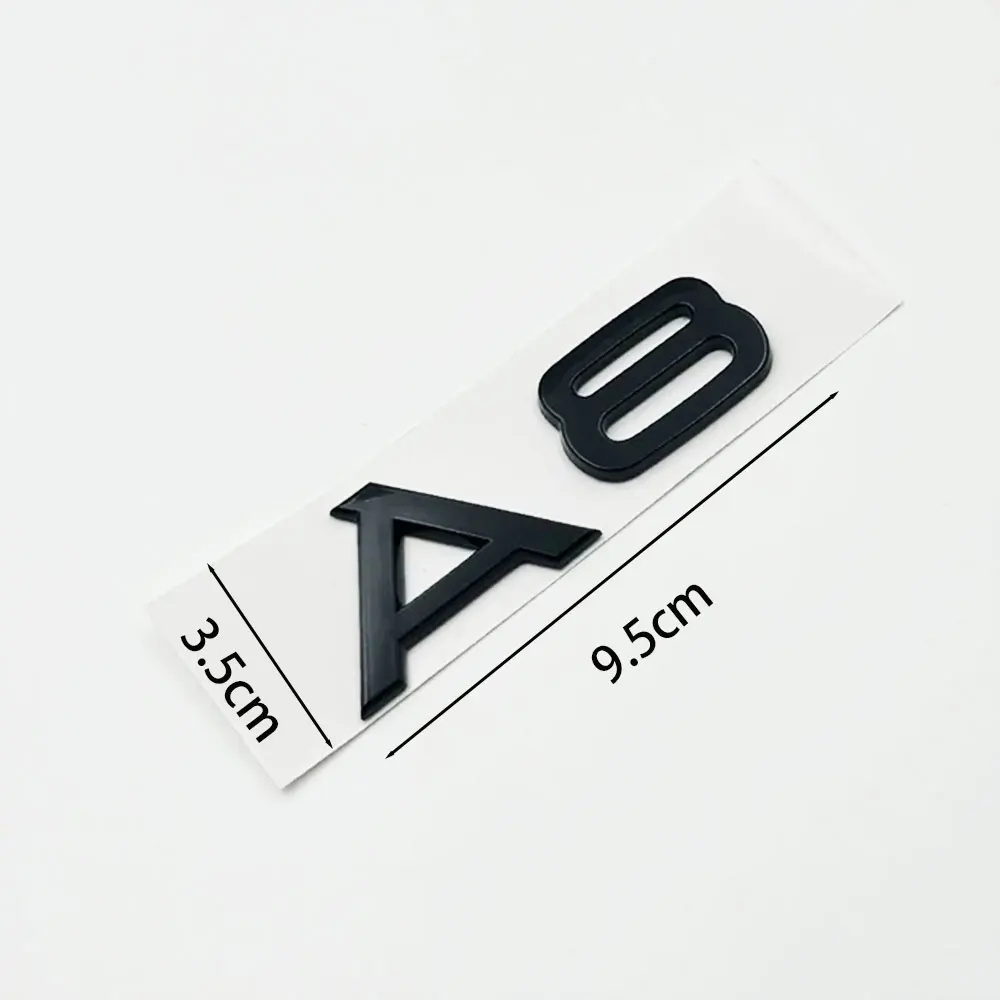 Emblema de números y letras para maletero de coche, ABS 3D, cromado, negro brillante, para A1, A3, A4, A5, A6, A7, A8, tapa de maletero de coche, placa con nombre, pegatina