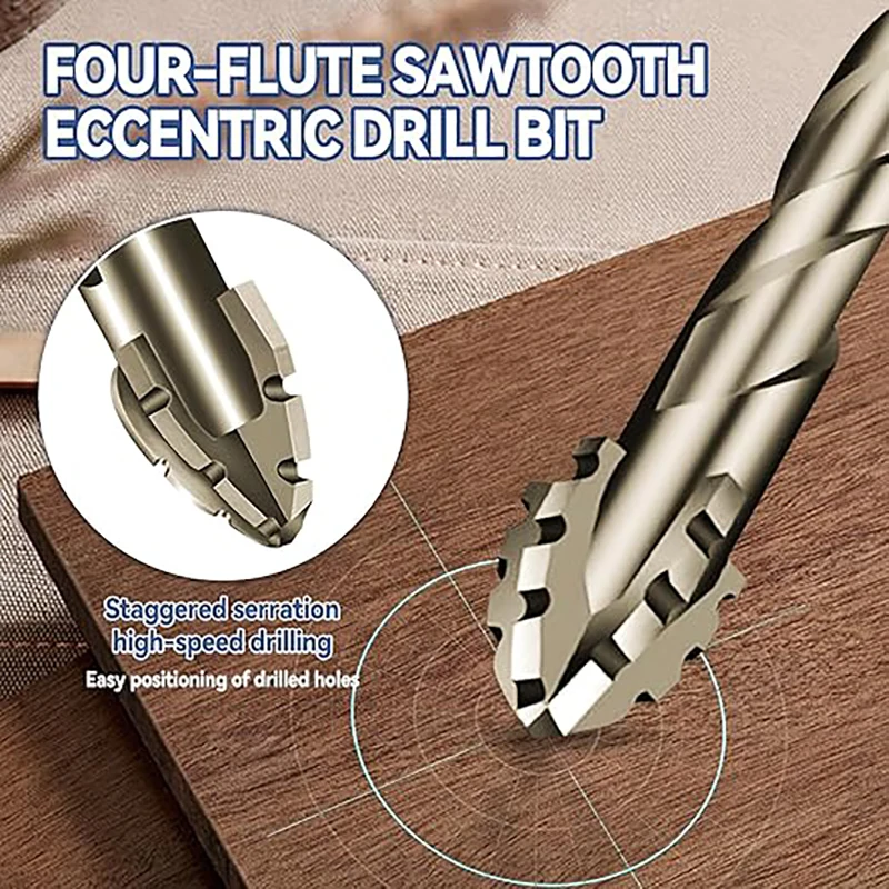 12PCS 3-12mm Four-Flute Sawtooth Eccentric Drill Bit Set For Concrete Tile Ceramic Wood Drilling Masonry Drill Bit Set Tools