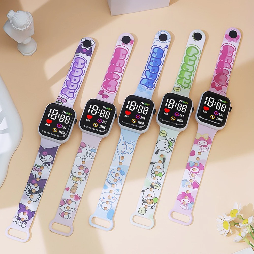 Nowe zegarki dla dzieci Hello Kitty, elektroniczne zegarki sportowe dla dziewczynek, modne zegarki cyfrowe, prezent świąteczny dla kobiet i studentek