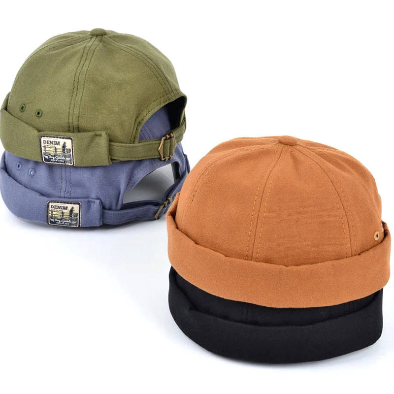 Bocca Vintage Docker Cap sombrero sin ala Skullcap Retro algodón ajustable Color sólido verano otoño primavera moda Hip Hop