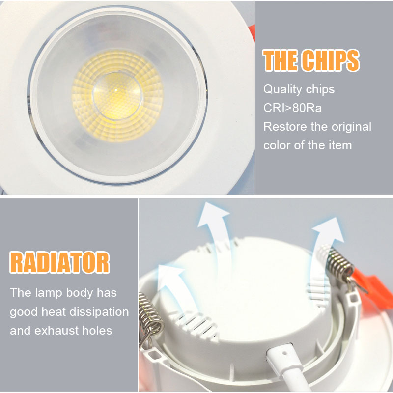 10 Uds. Focos empotrables LED 7W 9W 5W 12W 3W AC220V 110V COB Chip lámparas empotrables de techo para iluminación del hogar