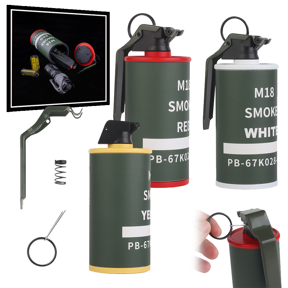 Modelo simulado de bomba de humo M18 de mano, juguetes de tanque de almacenamiento de modelo de granada estática de ventilador del ejército, for accesorios de película, juego de paintball al aire libre