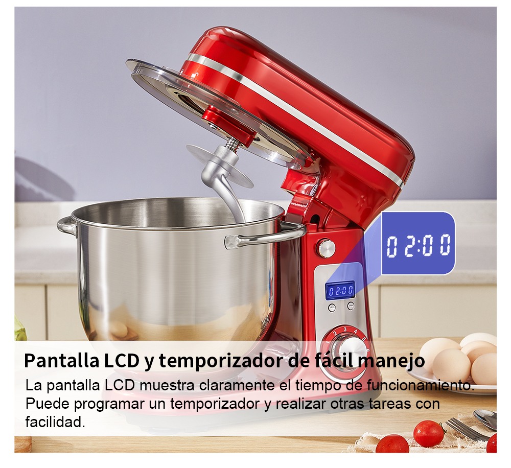 Biolomix 6l Keukenkeukenkeukenmixer 1200W Dc Stille Motor Roestvrijstalen Kom 6-Speed Room Ei Garde Zweep Deeg Kneedmachine