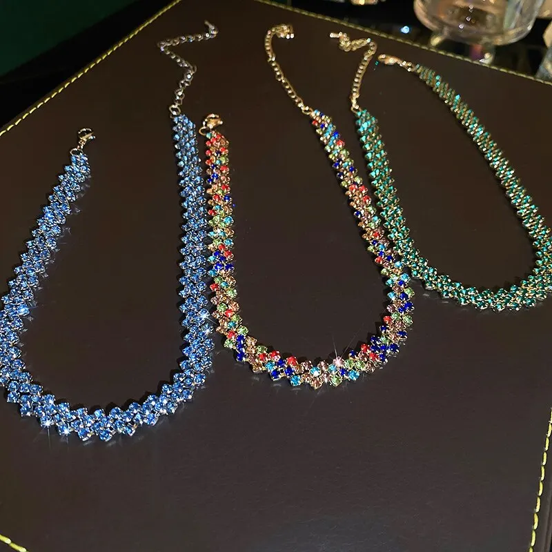 Collana girocollo di lusso con strass pieni lucidi per le donne Collane di cristallo geometriche personalizzate Regali per feste di gioielli da sposa