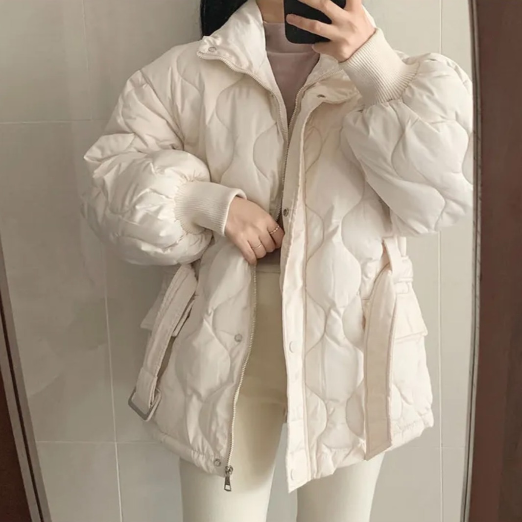 South korea Chic Autumn and Winter Temperament Down jacket Cotton-padded jacket Outerwear Mid-Length Down jacket Short Down j...